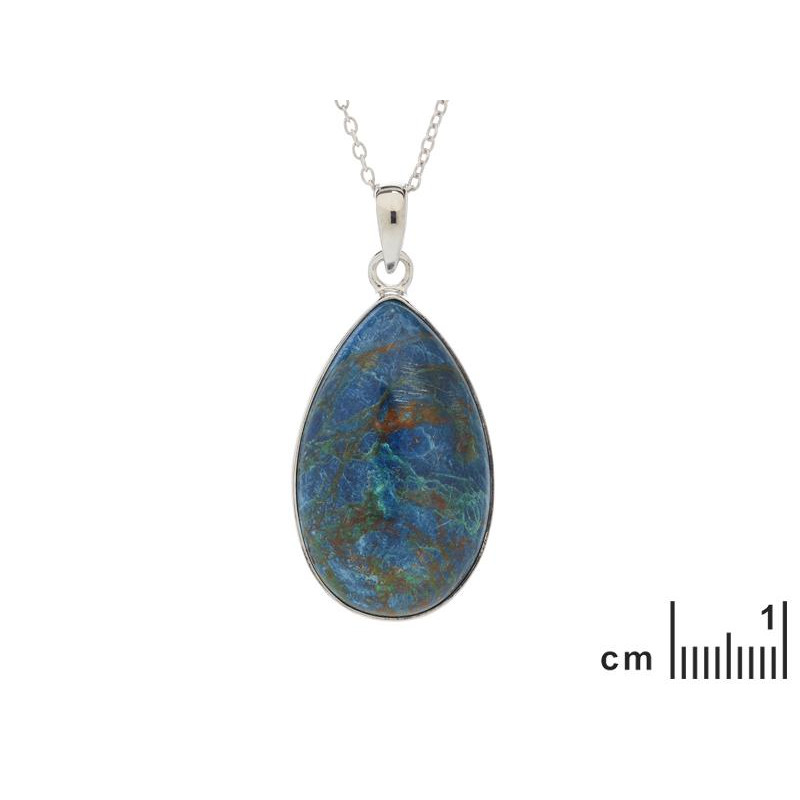Pendente a goccia in argento 925 rodiato con shattuckite blu — per custodire la tua luce — foto 1