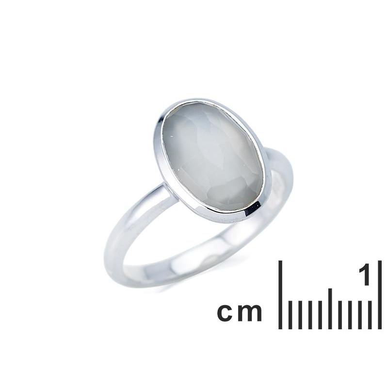 Anello in argento 925 rodiato con pietra di luna bianca — per custodire la luce interiore — foto 1