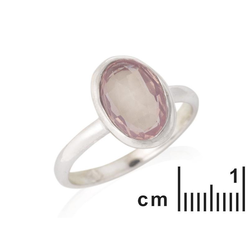 Anello in argento 925 rodiato con quarzo rosa naturale ovale — per accendere dolcezza (cod. 9044) — foto 1