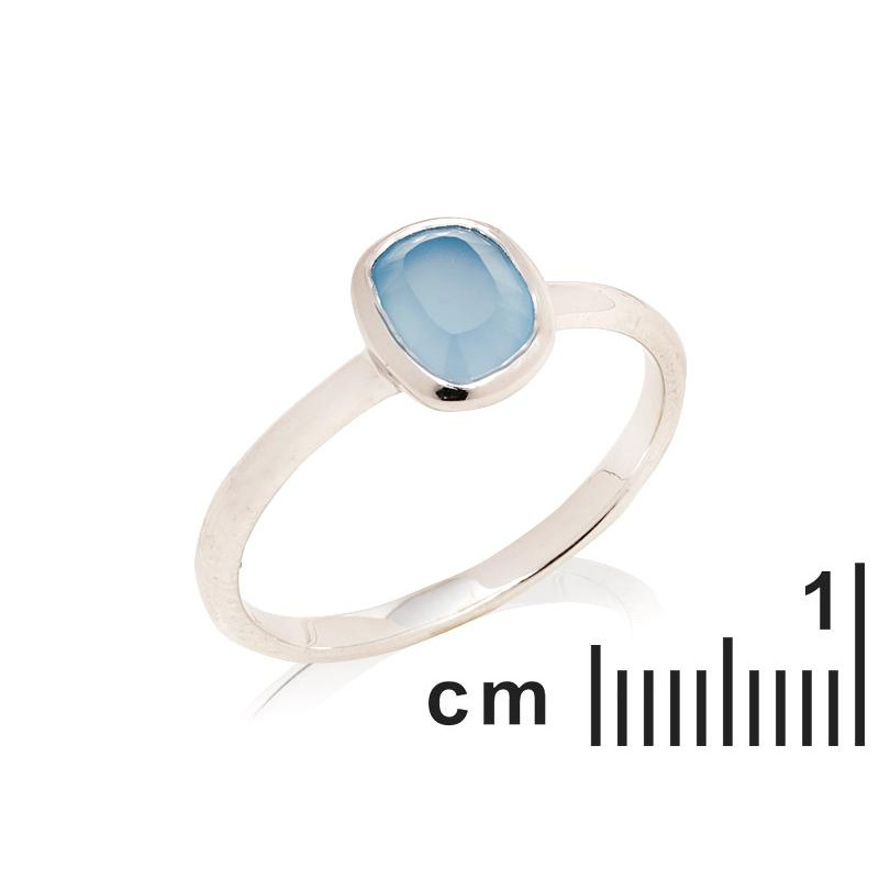 Anello in argento 925 rodiato con calcedonio blu naturale — per custodire la tua serenità — foto 1