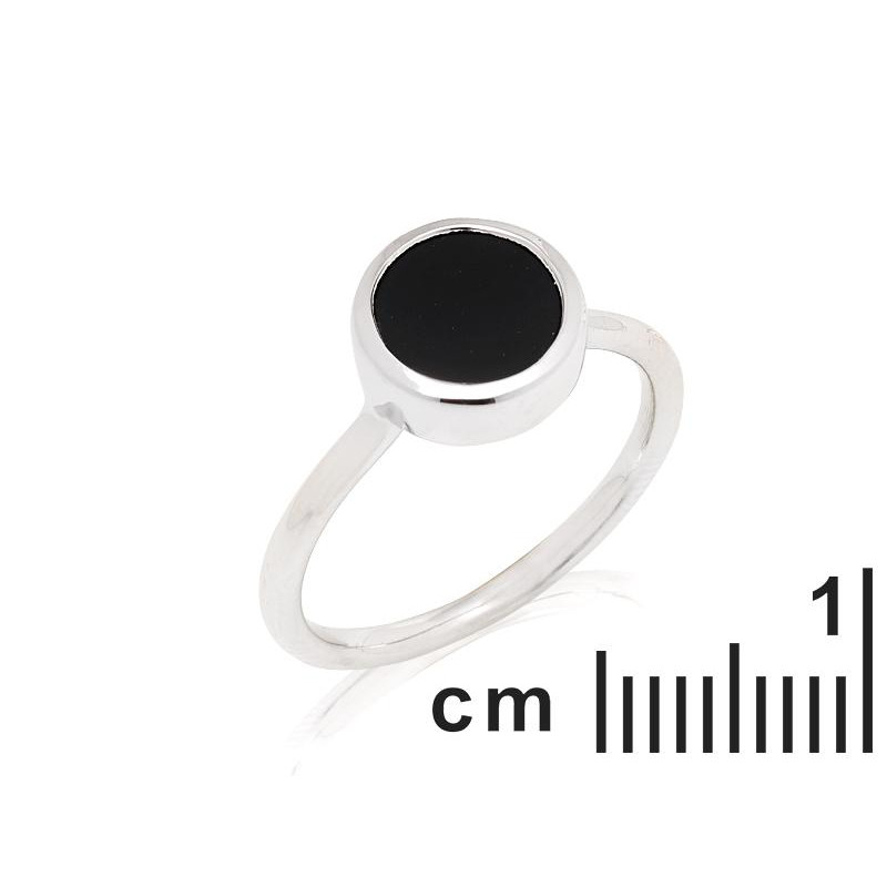 Anello in argento 925 rodiato con onice nera naturale — per custodire la tua forza — foto 1