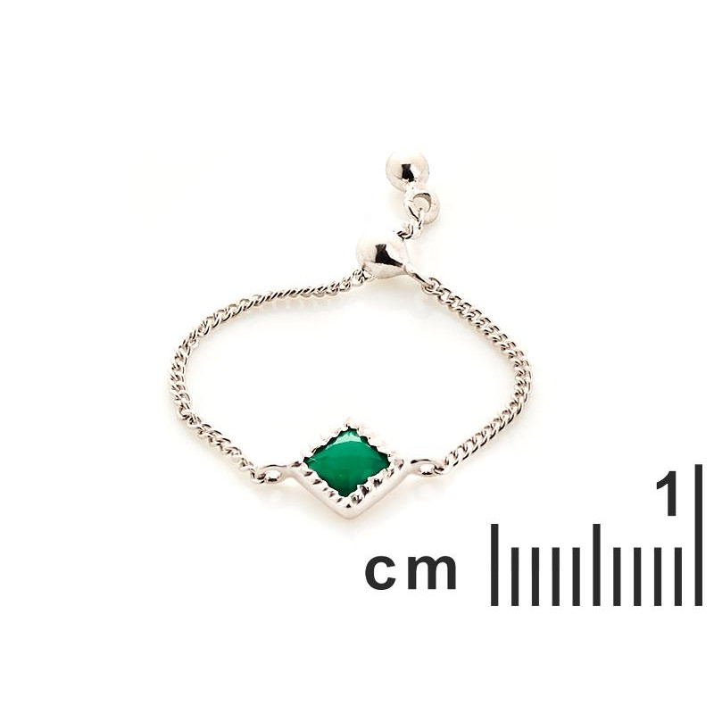 Anello quadrato regolabile con onice verde — per evocare natura pura — foto 1