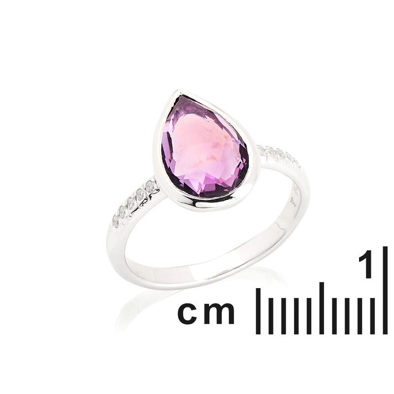Anello goccia ametista e zirconio — per racchiudere l'essenza — foto 1