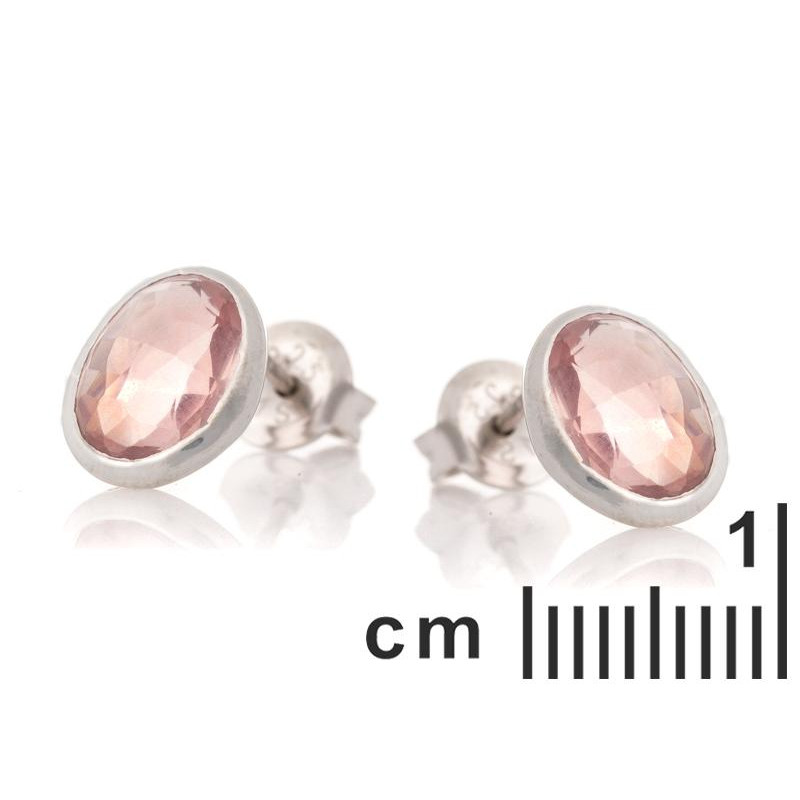 Orecchini in argento 925 rodiato con quarzo rosa naturale ovale — per custodire il tuo cuore — foto 1