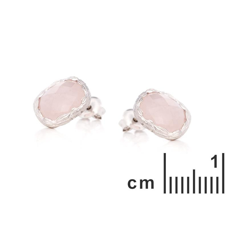 Orecchini a bottone con quarzo rosa — per portare dolcezza naturale — foto 1