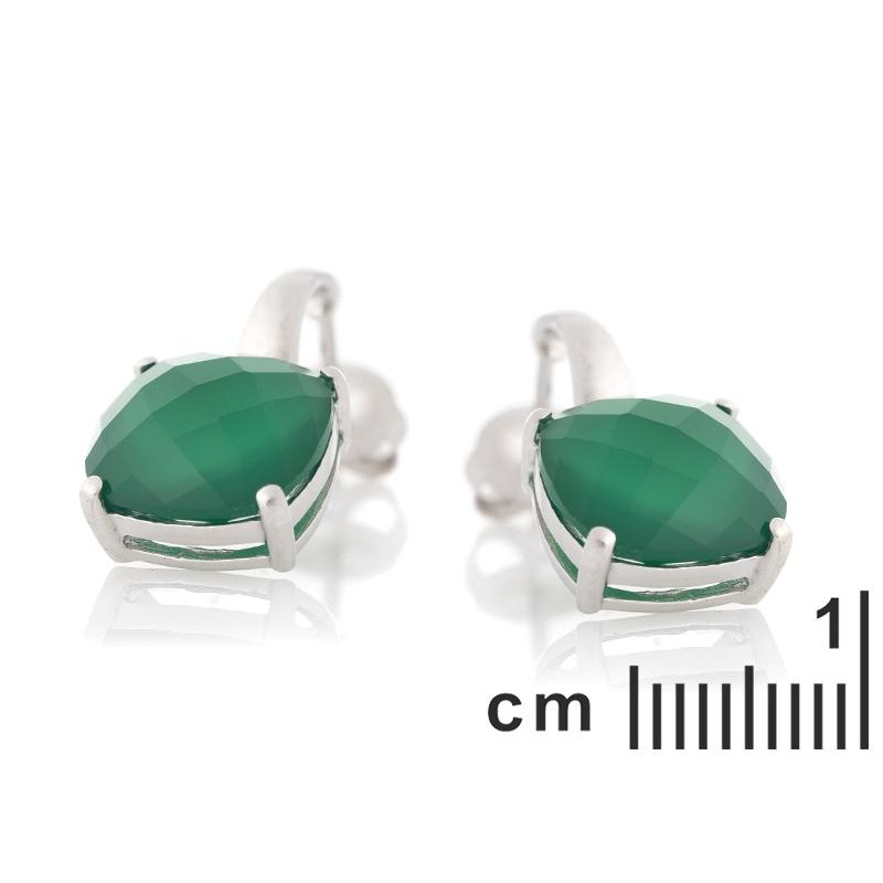 Orecchini in argento rodiato con onice verde naturale — per celebrare la tua eleganza — foto 1