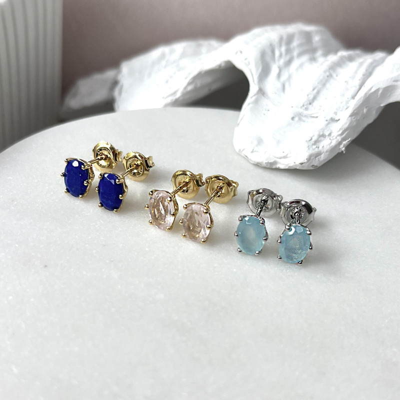 Orecchini in argento rodiato con calcedonio blu naturale — per custodire la tua serenità — foto 2