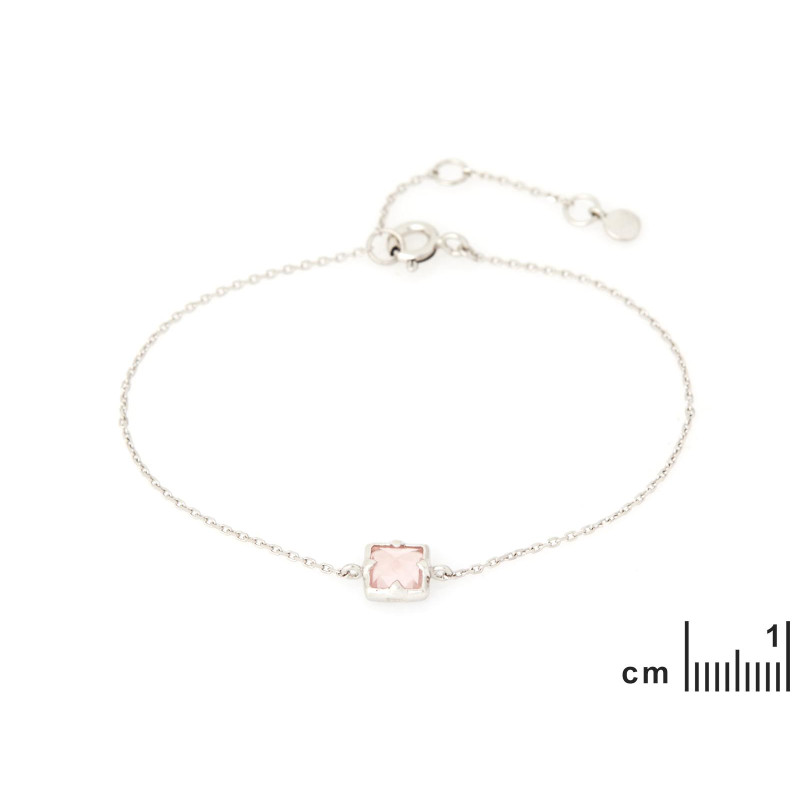 Bracciale Quarzo Rosa Quadrato — Detta Serenità — foto 1