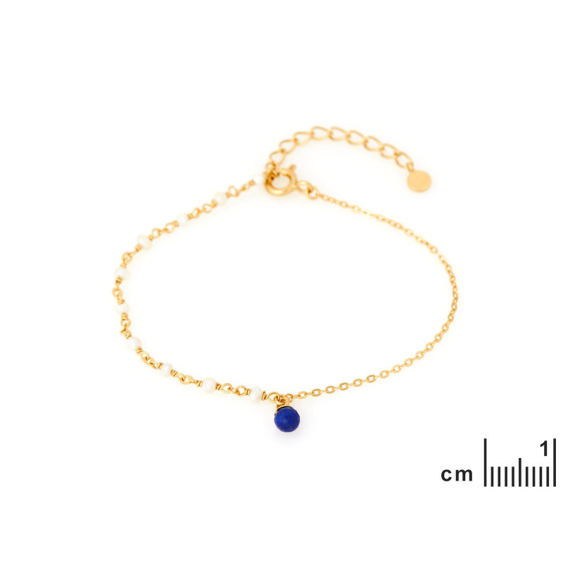 Bracciale in argento 925 con lapislazzuli e perle — per custodire la tua luce interiore — foto 1