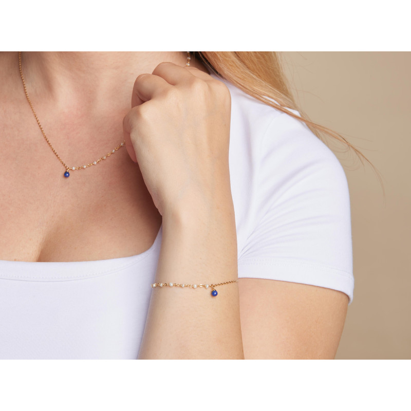 Bracciale in argento 925 con lapislazzuli e perle — per custodire la tua luce interiore — foto 2