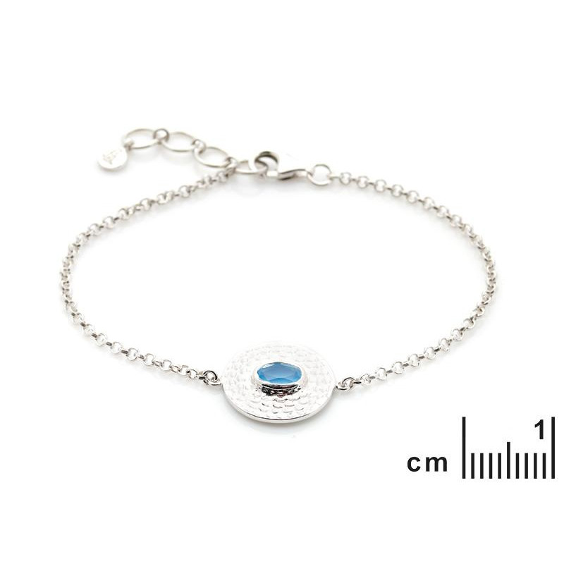Bracciale in argento rodiato con calcedonio blu ovale — per custodire serenità — foto 1