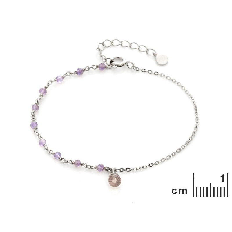 Bracciale Ametista e Quarzo Rosa — Potere Pura Essenza — foto 1