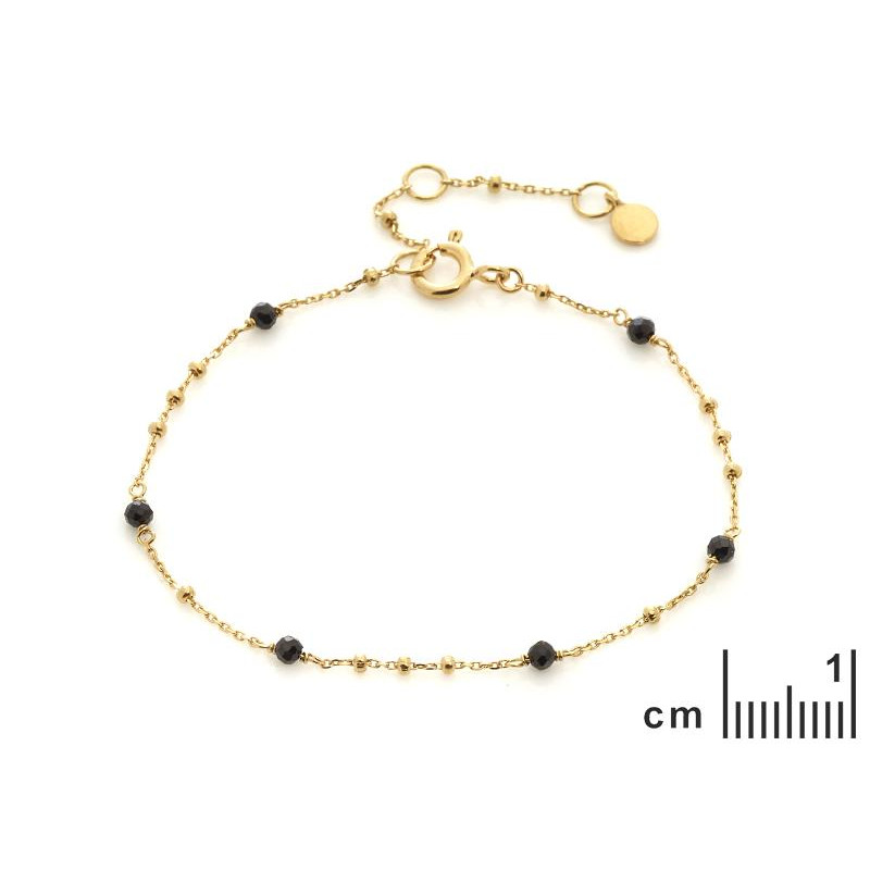 Bracciale in argento dorato 925 con spinello nero – per custodire la tua forza — foto 1
