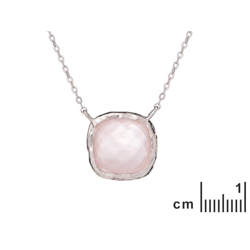Collana in argento rodiato con quarzo rosa naturale — per accendere dolcezza nel cuore — foto 1