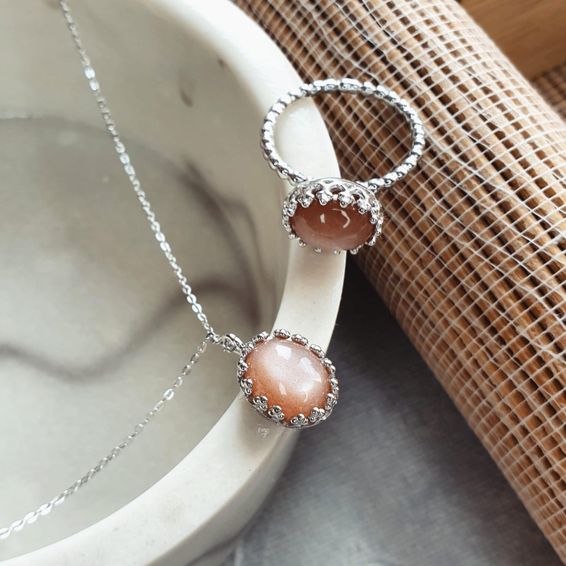 Collana pietra luna rosa — per illuminare il tuo cammino (cod. 9243) — foto 2