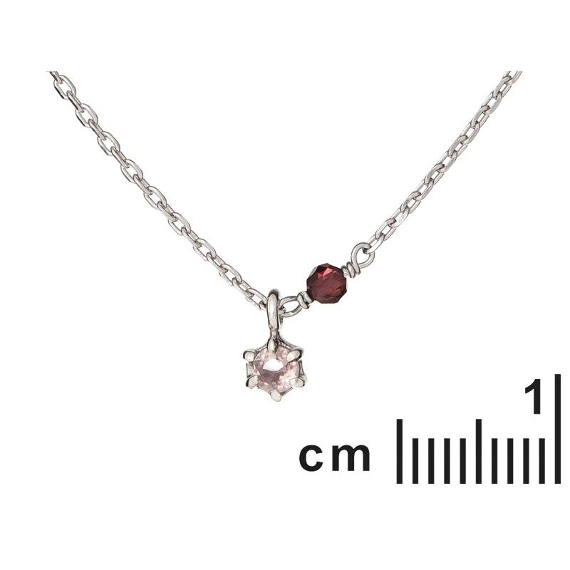 Collana in argento rodiato con quarzo rosa e granato — per celebrare l’amore — foto 1