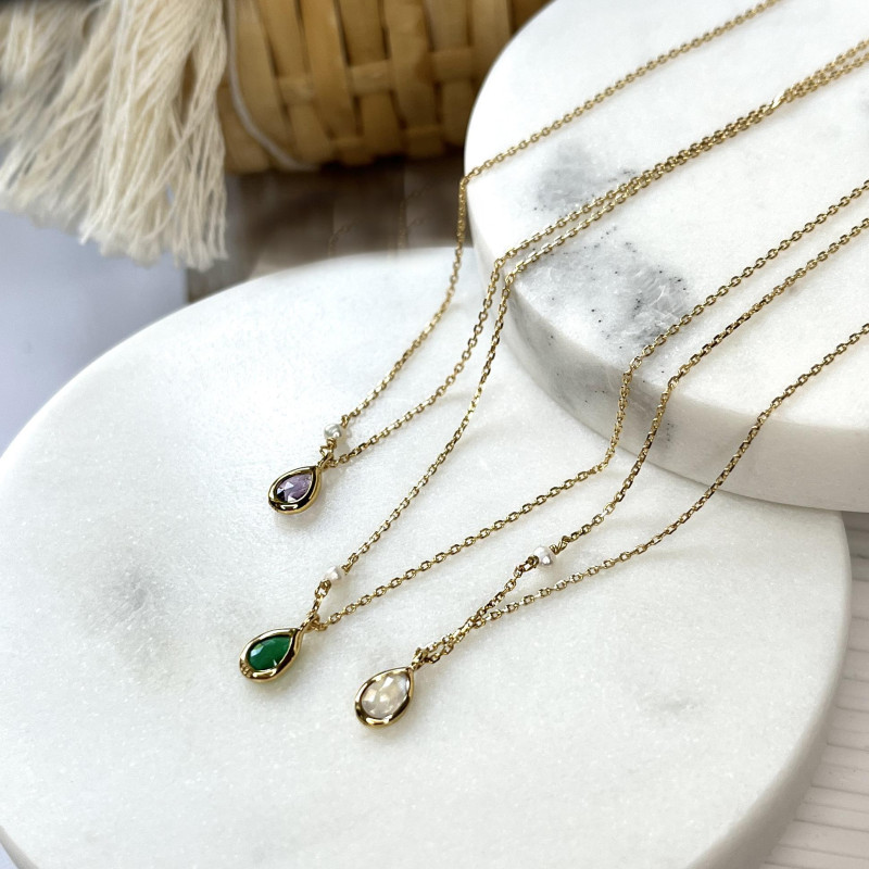 Collana in argento dorato con ametista e perle — per celebrare la tua luce interiore — foto 3