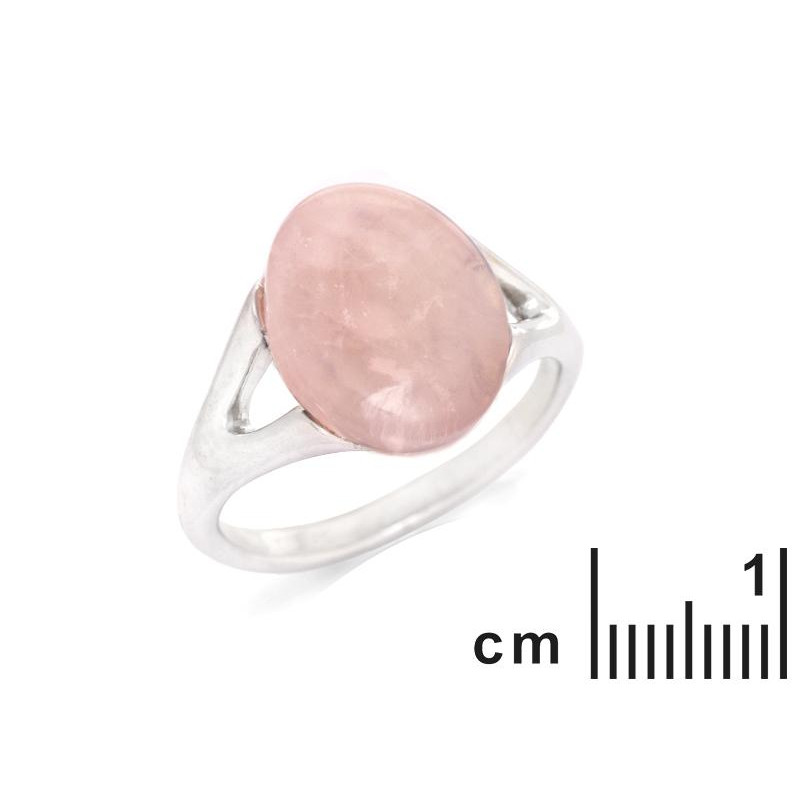 Anello in argento 925 rodiato con quarzo rosa naturale ovale — per accendere dolcezza — foto 1