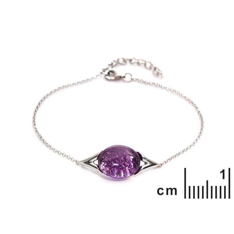 Bracciale in argento rodiato con ametista viola ovale — per celebrare la tua luce — foto 1
