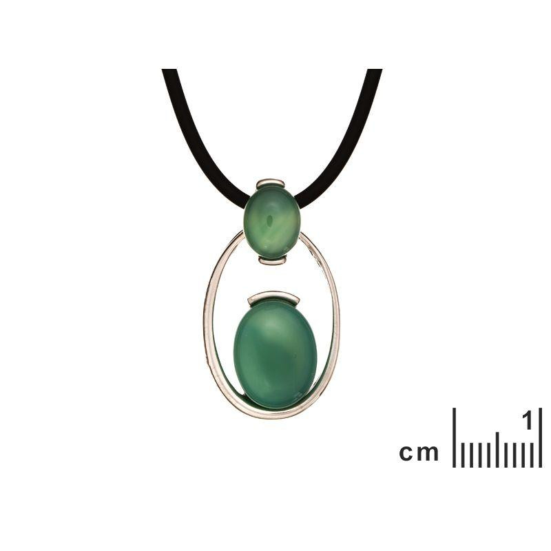 Collana in argento con pietra di agata verde - per tenere accesa la serenità dentro di sé — — foto 1