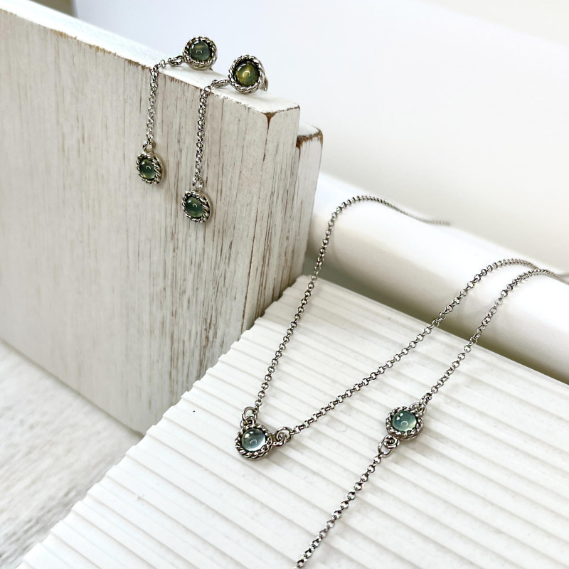 Collana tonda in argento 925 con agata acqua naturale tinta — per custodire la tua serenità — foto 2