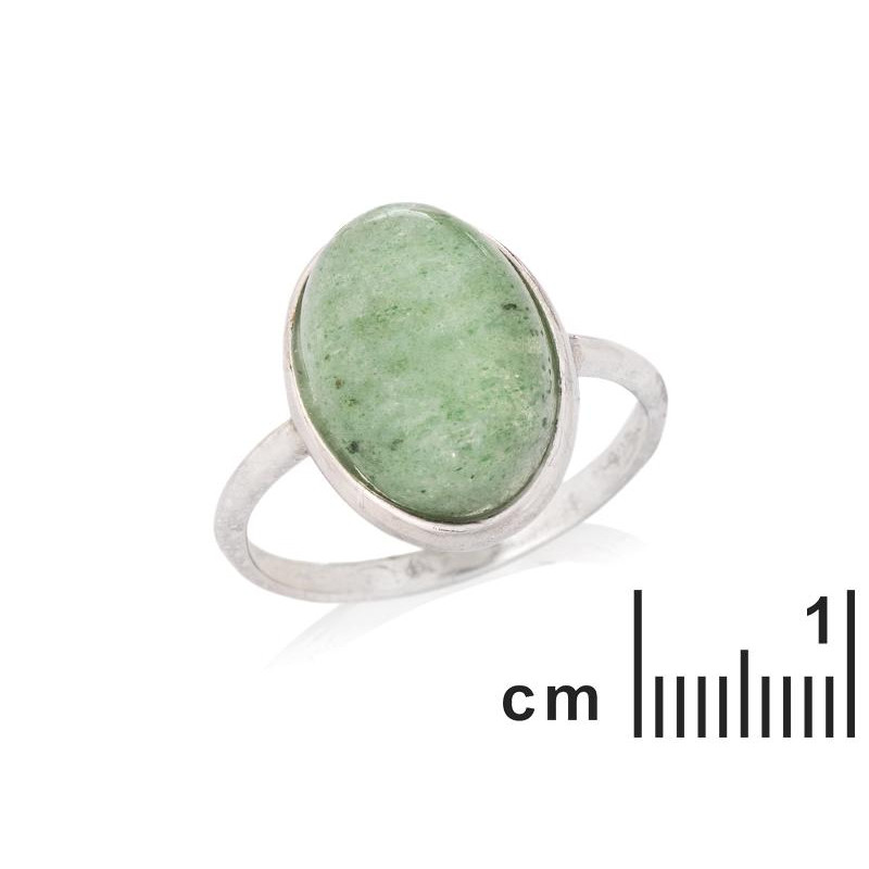 Anello con avventurina verde naturale ovale in argento 925 rodiato — per ricordare la natura dentro di te — foto 1