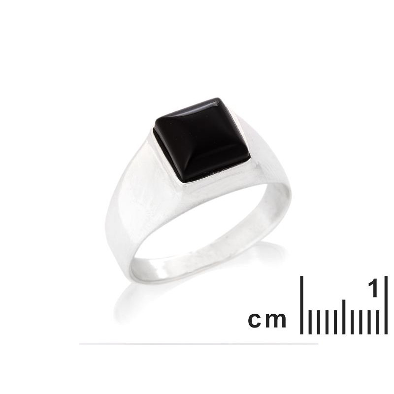 Anello sigillo in argento rodiato con onice nero quadrato — per custodire la tua forza — foto 1
