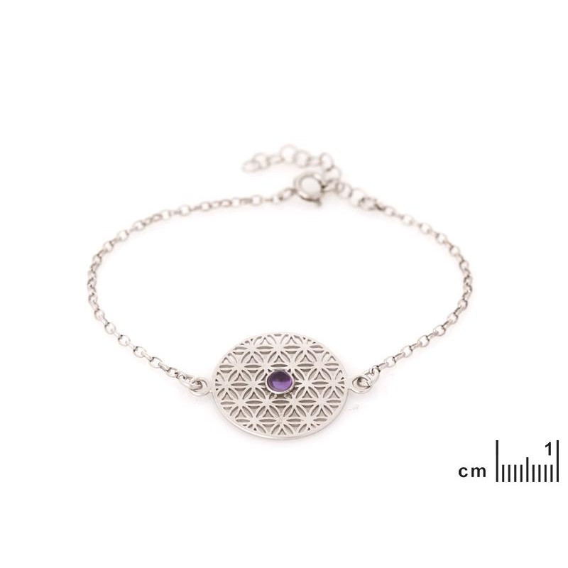 Bracciale fiore della vita con ametista viola — evoca il tuo equilibrio interiore — foto 1