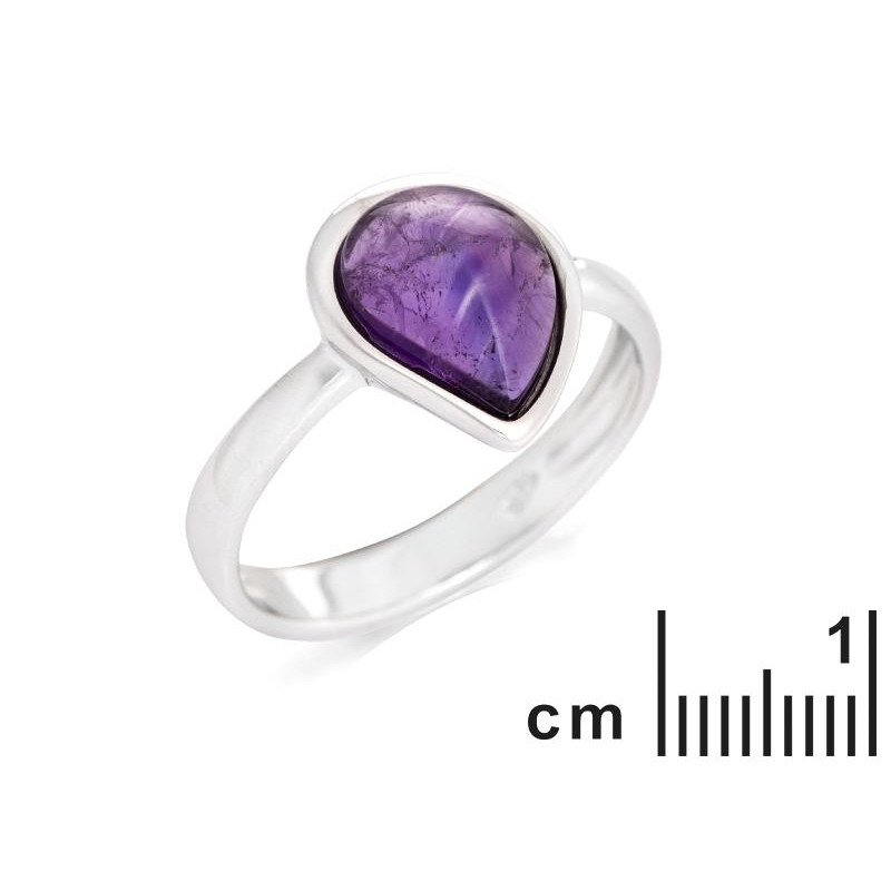 Anello in argento 925 rodiato con ametista viola naturale — per accendere — foto 1