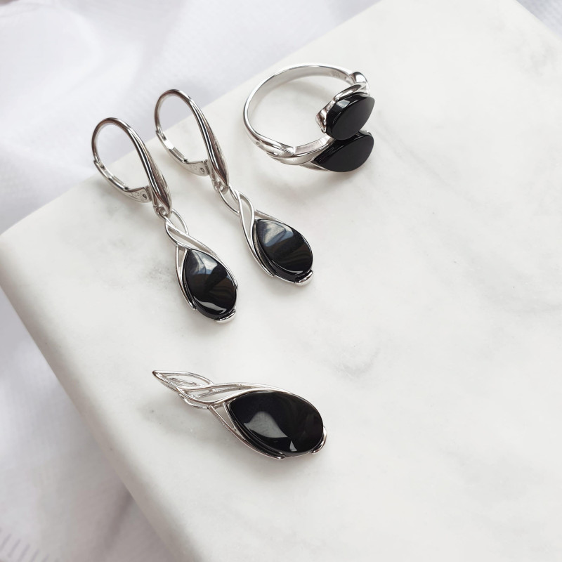 Anello goccia agata nera — ricordo indelebile — foto 2