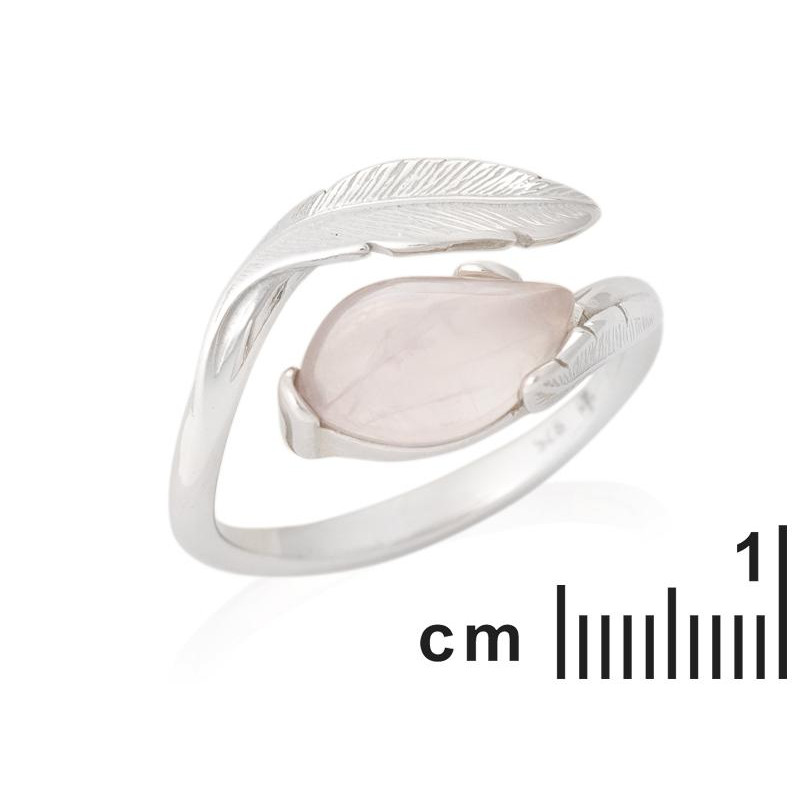 Anello in argento 925 rodiato con quarzo rosa naturale — per ricordare il tuo amore — foto 1