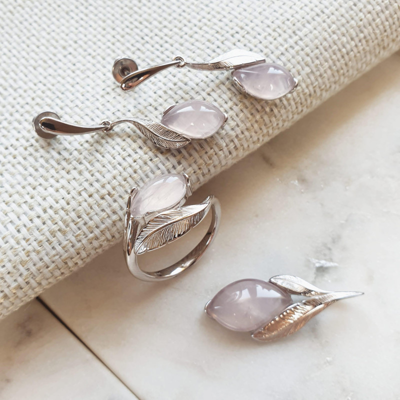 Anello in argento 925 rodiato con quarzo rosa naturale — per ricordare il tuo amore — foto 2