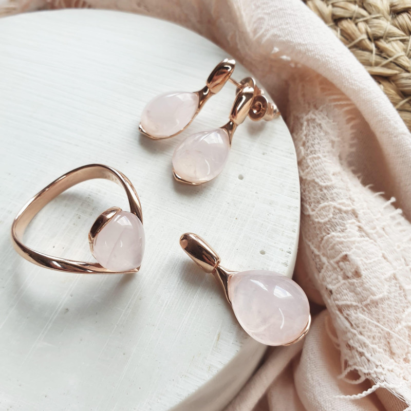 Orecchini quarzo rosa — per evocare l'amore naturale — foto 2