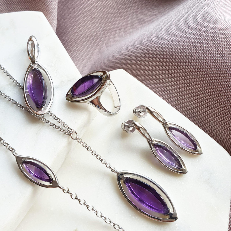Collana in argento rodiato con ametista viola — per custodire la tua luce interiore — foto 1