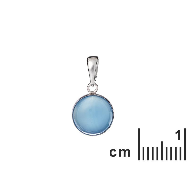Ciondolo tondo in argento 925 con agata blu — per custodire la serenità — foto 1