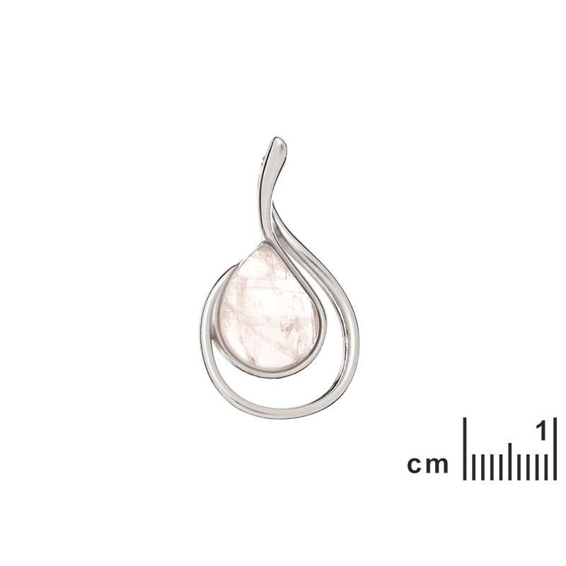 Ciondolo di quarzo rosa su argento 925 rodiato, 3 cm — per custodire il tuo amore — foto 1