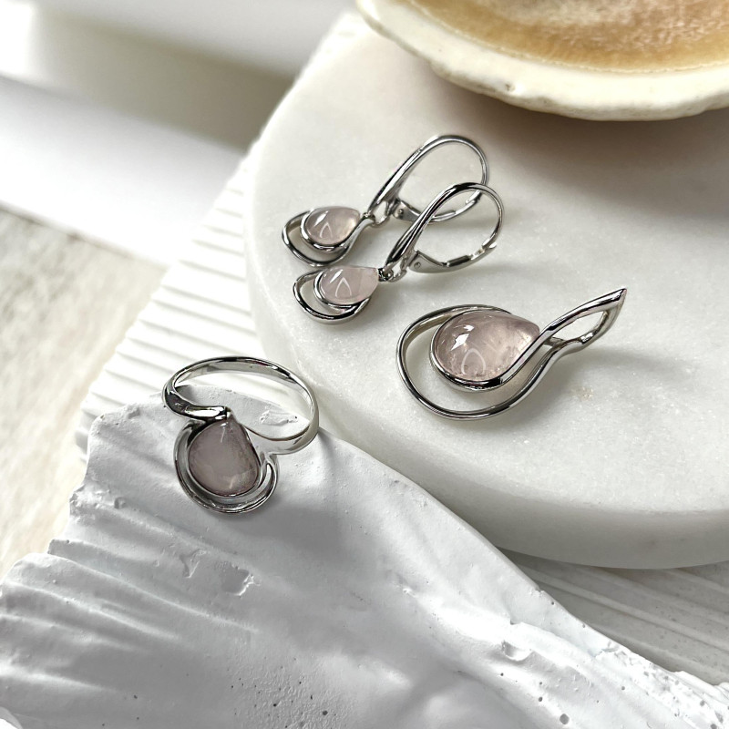 Ciondolo di quarzo rosa su argento 925 rodiato, 3 cm — per custodire il tuo amore — foto 2