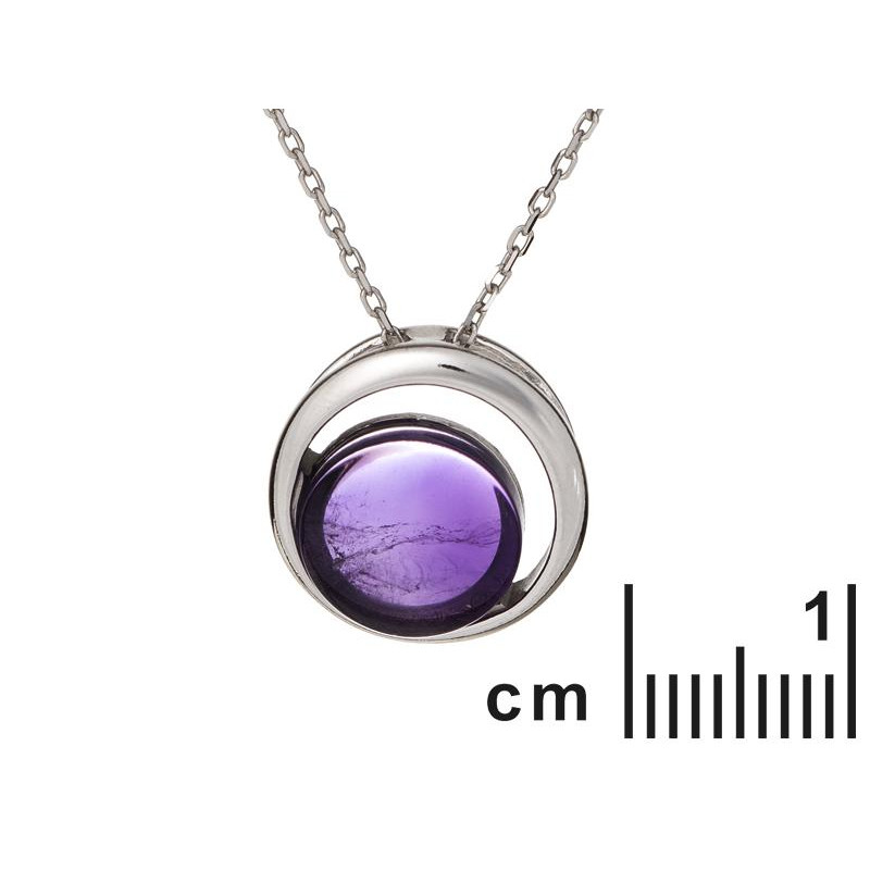 Ciondolo in argento 925 rodiato con ametista viola tonda — per custodire la tua serenità — foto 1