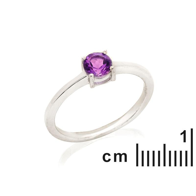 Anello tondo con ametista viola naturale — per portare l'incredibile — foto 1