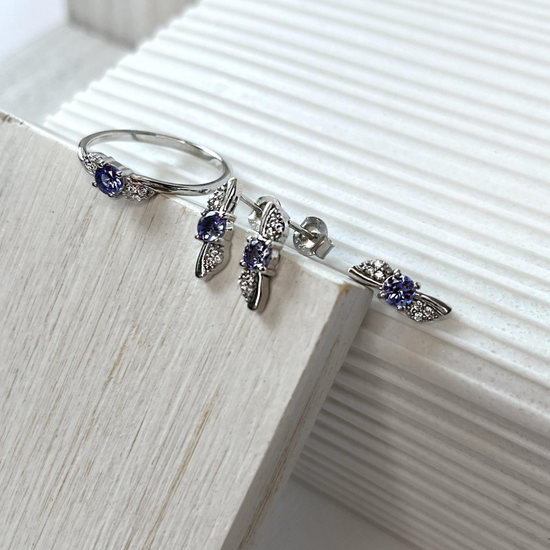Orecchini in argento 925 rodiato con tanzanite blu naturale — per custodire la tua luce — foto 3