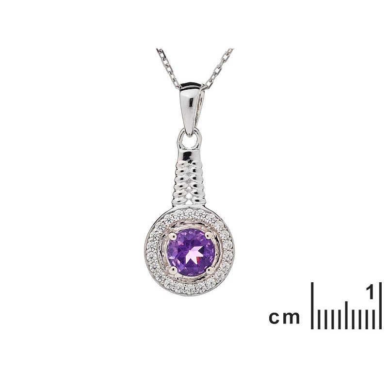 Ciondolo in argento rodiato con ametista e zirconio — per custodire la tua luce interiore (cod. 9628) — foto 1