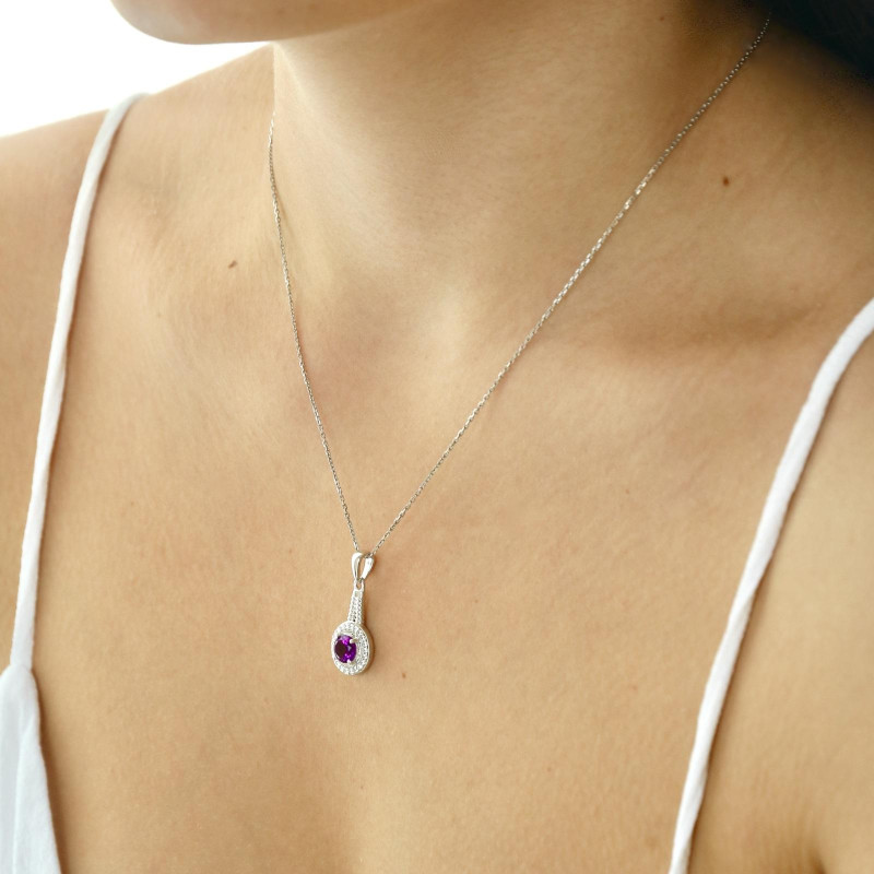 Ciondolo in argento rodiato con ametista e zirconio — per custodire la tua luce interiore (cod. 9628) — foto 2