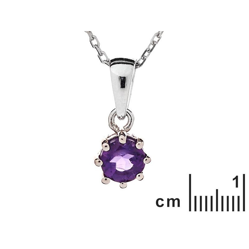 Ciondolo in argento rodiato con ametista viola - Serenità interiore custodita — foto 1