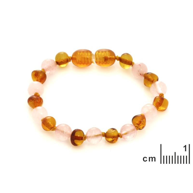 Bracciale di ambra e quarzo rosa per bambini — per custodire la dolcezza dell’infanzia — foto 1