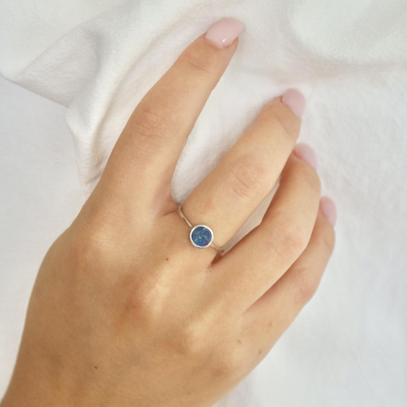 Anello opale blu tondo australiano — per portare l'essenza dell'Oceania — foto 2