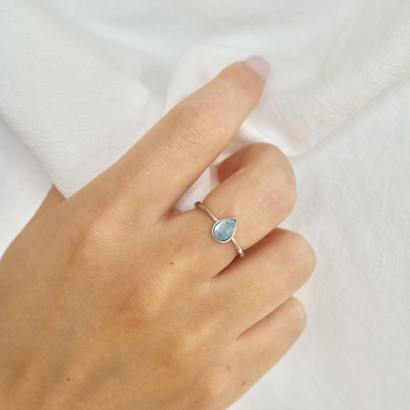 Anello opale blu — per evocare l'oceano (cod. 9688) — foto 2