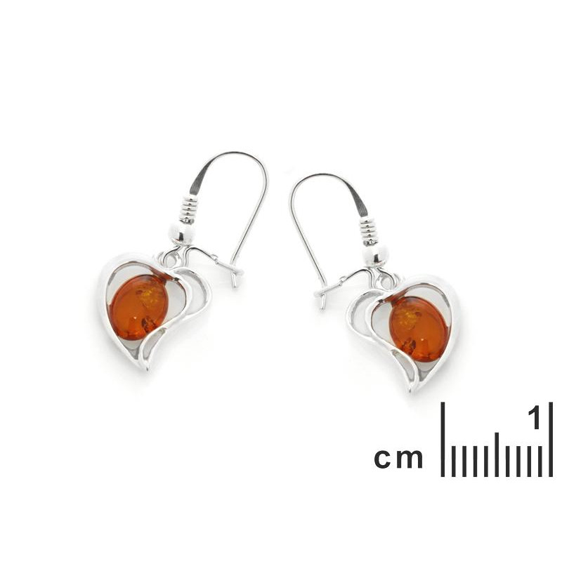 Orecchini cuore ambra cognac — amore duraturo — foto 1