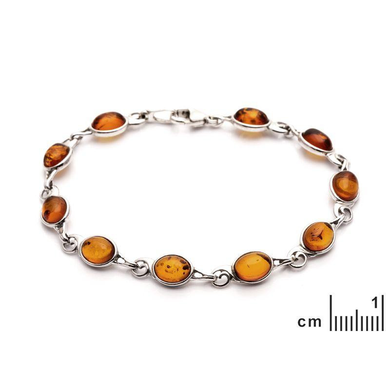 Bracciale in argento rodiato con ambra cognac ovale — per custodire la tua luce interiore — foto 1