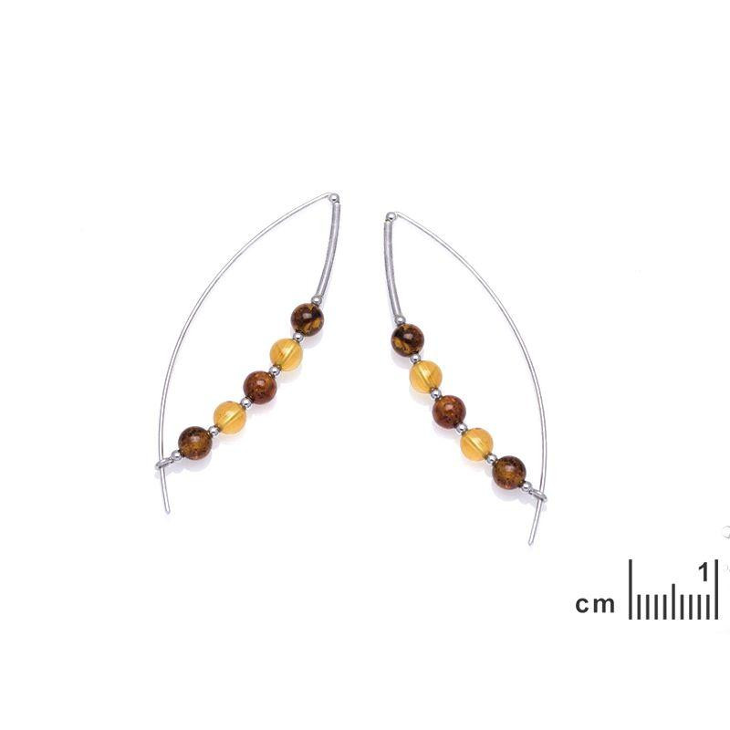 Orecchini lunghi in argento rodiato con ambra multicolore — per risvegliare la tua luce — foto 1