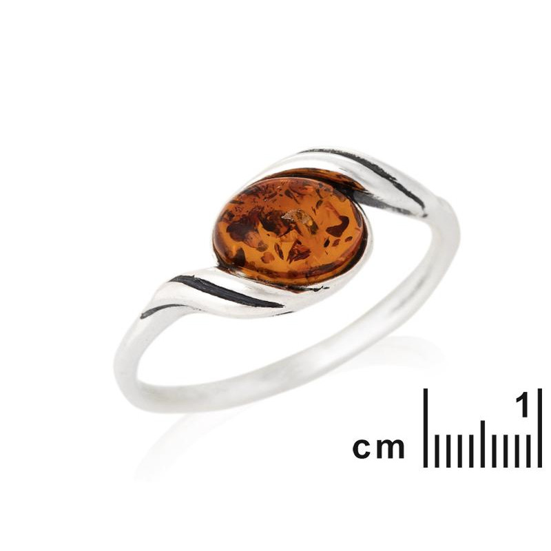 Anello con ambra ovale del Mar Baltico in argento 925 - per tenere con te un ricordo della natura — foto 1